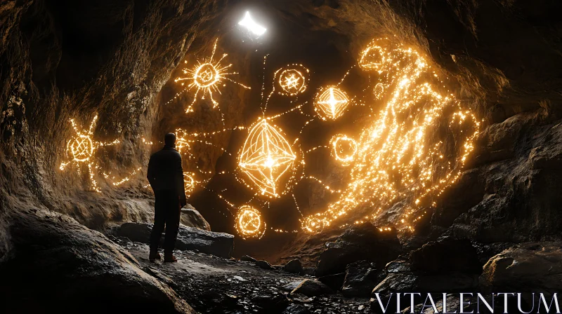 AI ART Illuminated Glyphs in a Subterranean Grotto