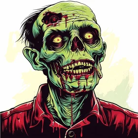 Digital Illustration: Green-Skinned Zombie with Blood-Stained Mouth