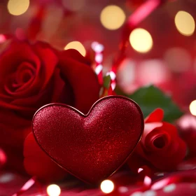 Red Heart Roses Bokeh Still Life