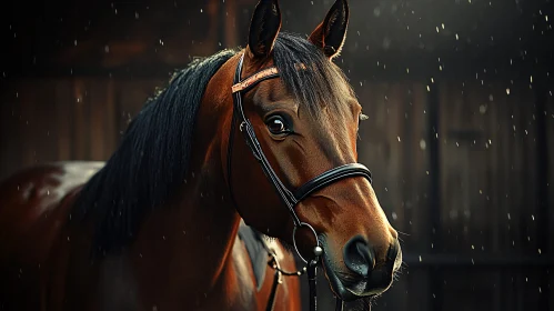 Majestic Horse in Gentle Rain