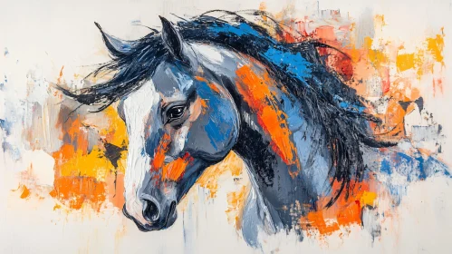 Vivid Horse Portrait in Abstract Art