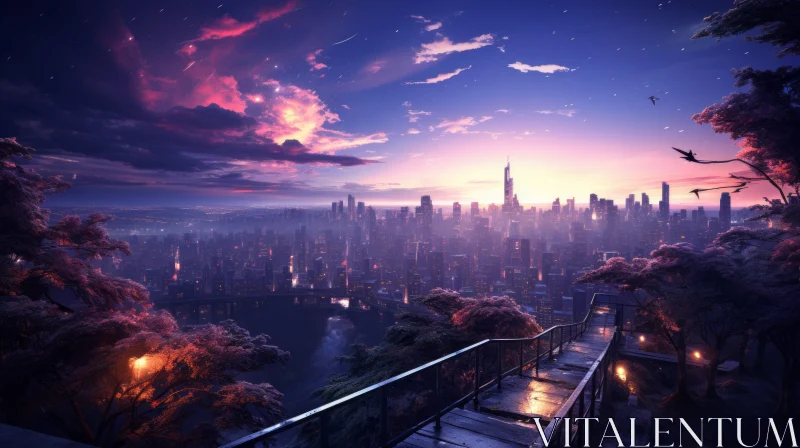 Enchanting Nightcore Fantasy City - Metropolis meets Nature AI Image