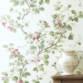 Floral Wall Art and Ceramic Vase