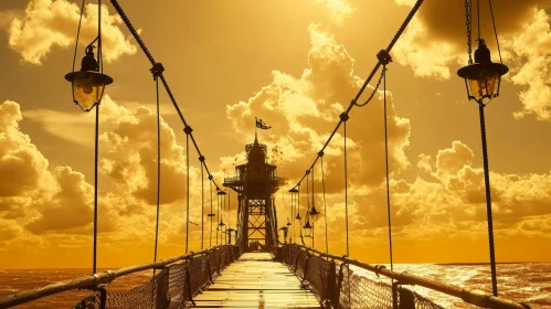 Post-Apocalyptic Digital Painting of Pier Extending into Ocean