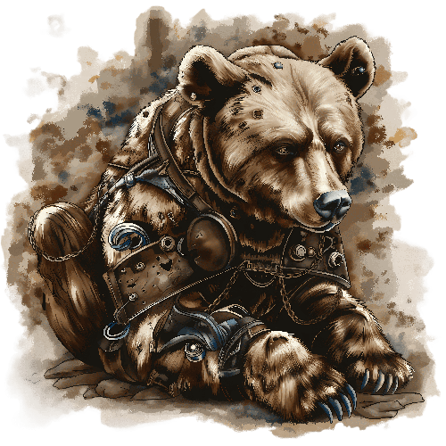 Steampunk Bear Digital Artwork: Antique Meets Futuristic POD Design