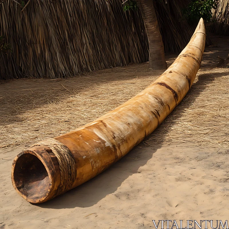 Conical Wooden Sculpture on Sand AI Image