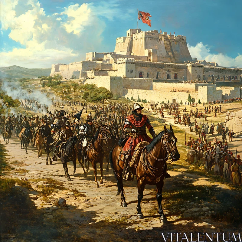 AI ART Soldiers Approaching Fortress Painting