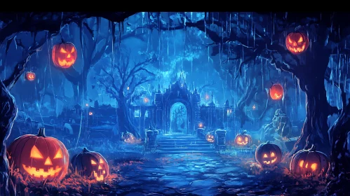 Spooky Castle and Jack-o'-lanterns