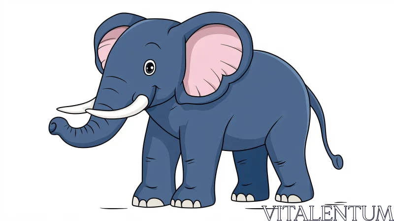 Friendly Cartoon Elephant Art AI Image