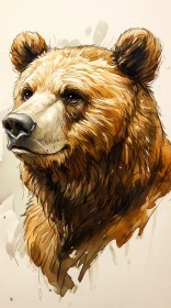 Bear Portrait in Watercolor Art