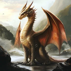 Dragon in Tranquil Landscape