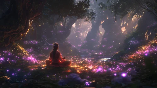 Serene Meditation in Enchanted Forest