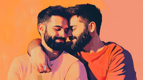 Two Men Embracing in Warm Light