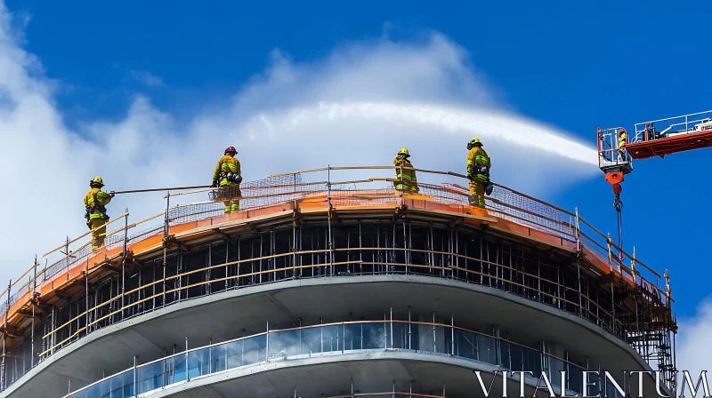 Firefighting Safety Measures at Construction Site AI Image