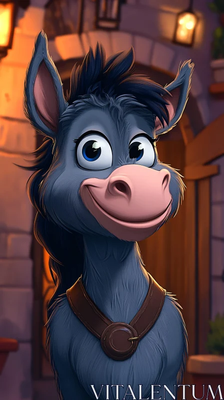 Animated Smiling Donkey AI Image