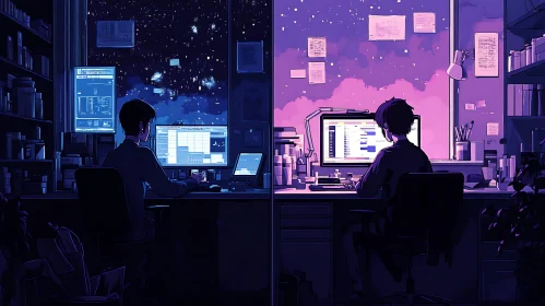 Dual Office Setup with Complementary Light Themes