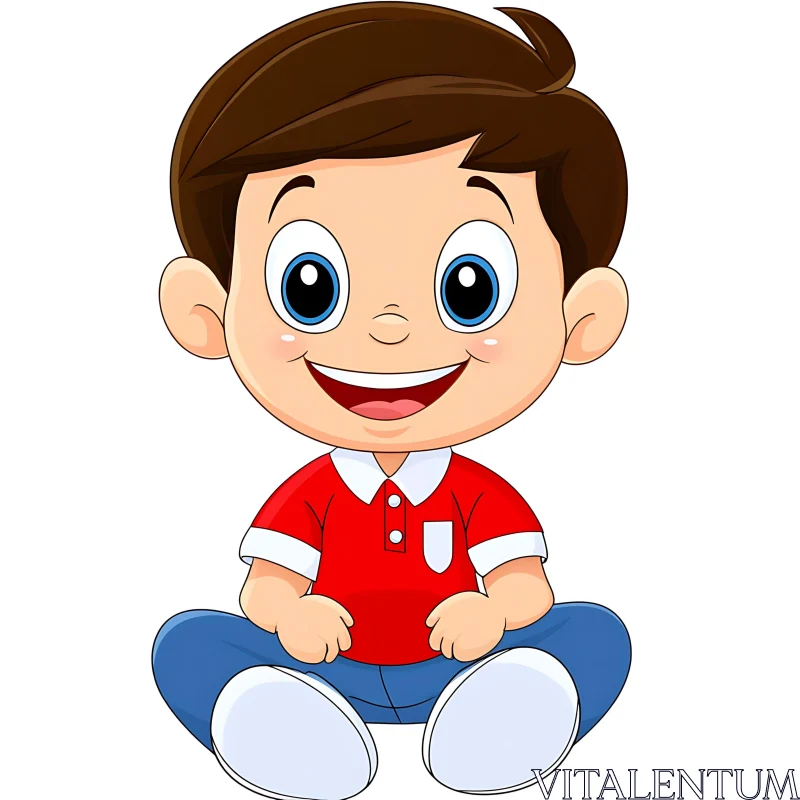 AI ART Cartoon of a Boy with Blue Eyes