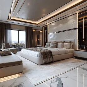 Elegant Bedroom Design with Marble and Neutral Tones