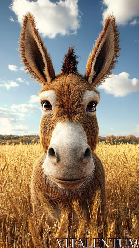 Donkey with Golden Wheat AI Image