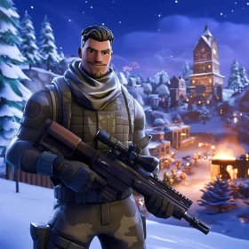 Winter Warfare: Fortnite Character in Festive Battleground