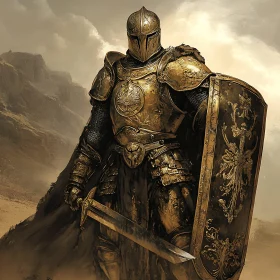 Armored Warrior with Sword and Shield