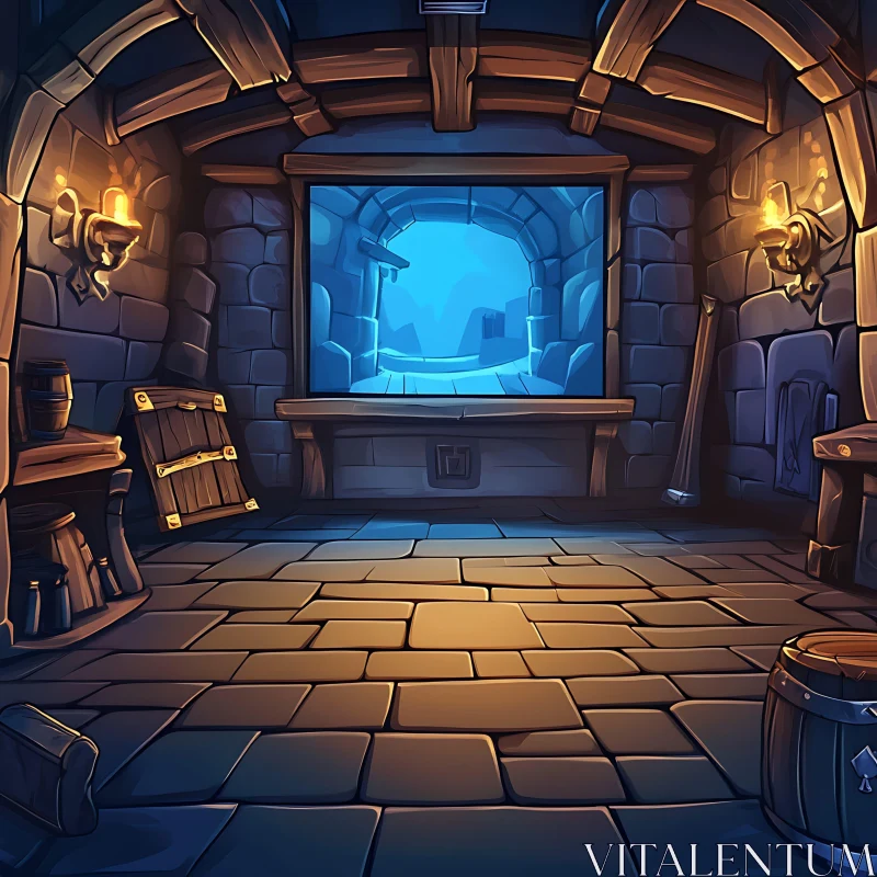 Stylized Stone Room Interior AI Image