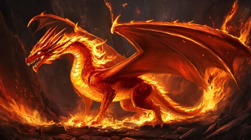 Flame-Kissed Dragon: A Mythical Inferno