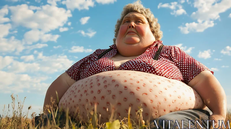 AI ART Lady in Field Relaxing
