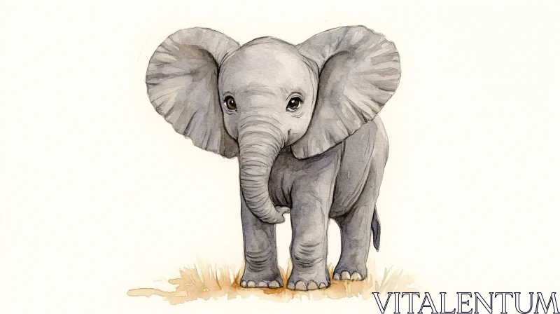 Young Elephant Painting AI Image