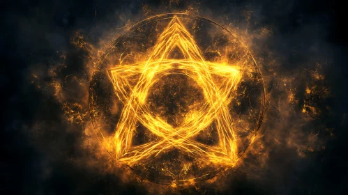 Glowing Pentagram on Dark Background