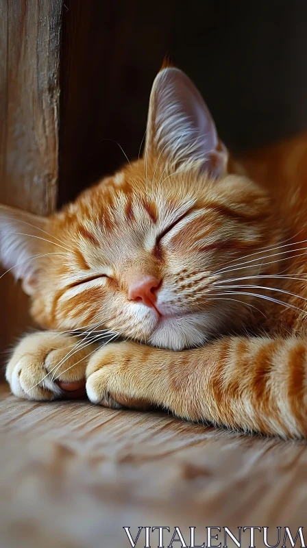 Serene Sleeping Orange Cat AI Image