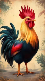 Colorful Rooster Portrait