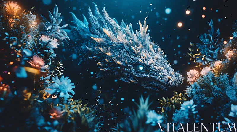 AI ART Floral Dragon Fantasy Illustration