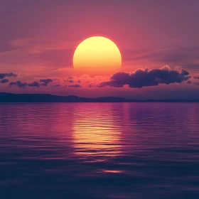 Pink Sunset Reflection on Water