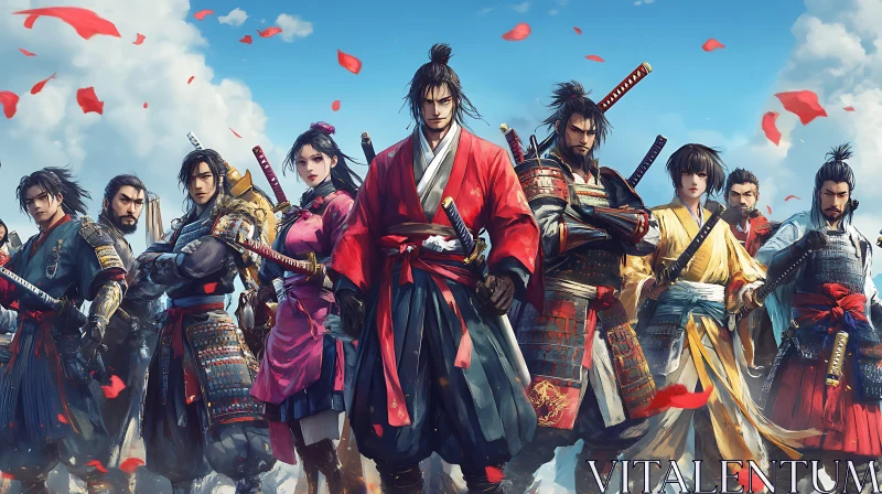 AI ART Samurai Warriors Gathering Under Sky