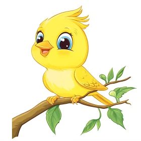 Cartoon Bird on a Branch