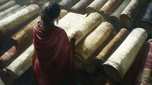 Woman Reading Ancient Texts