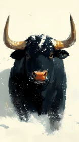 Bull Standing Amidst Snow