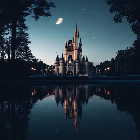 Castle at Night Reflection