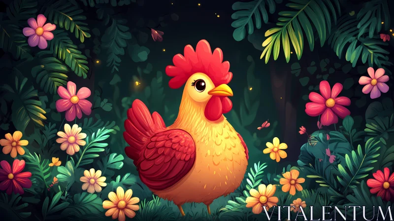 Whimsical Jungle Chicken AI Image