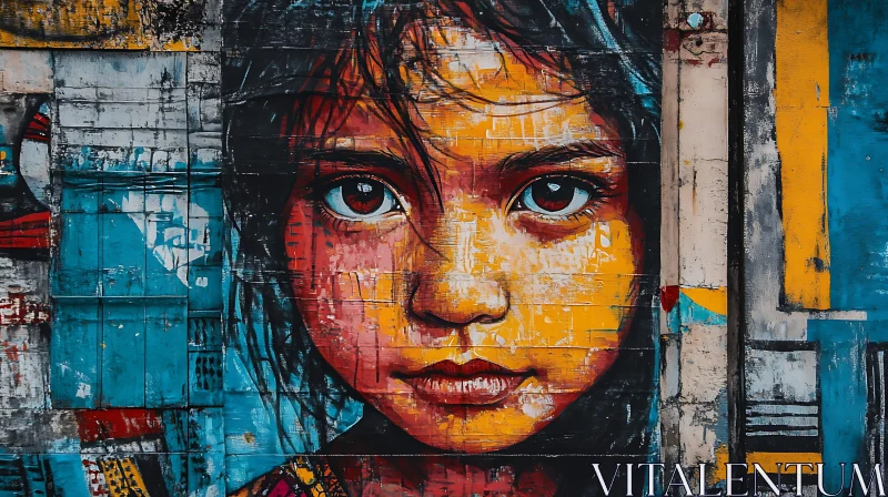 Urban Girl Face Wall Art AI Image