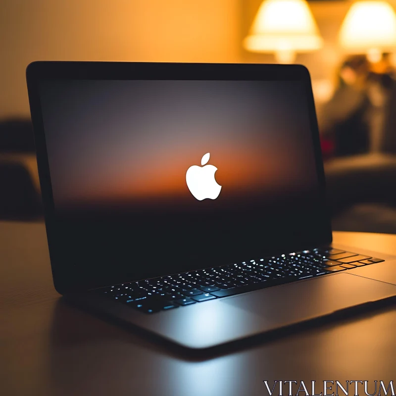 Modern Apple Laptop with Glowing Backlit Keyboard AI Image