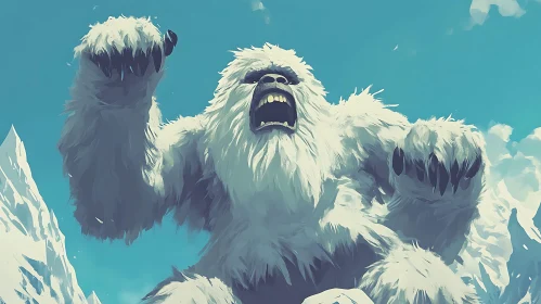 Illustration of a Roaring Yeti