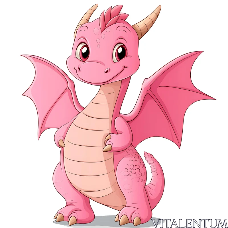 Charming Pink Dragon Character Design AI Image