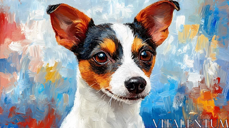 Oil Painting of a Small Dog AI Image