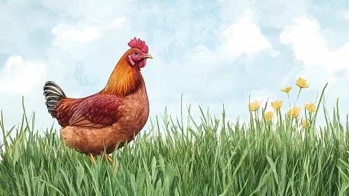 Pastoral Chicken Illustration