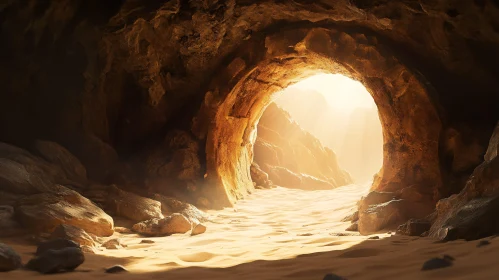 Mysterious Cave Illuminated by Sunlight