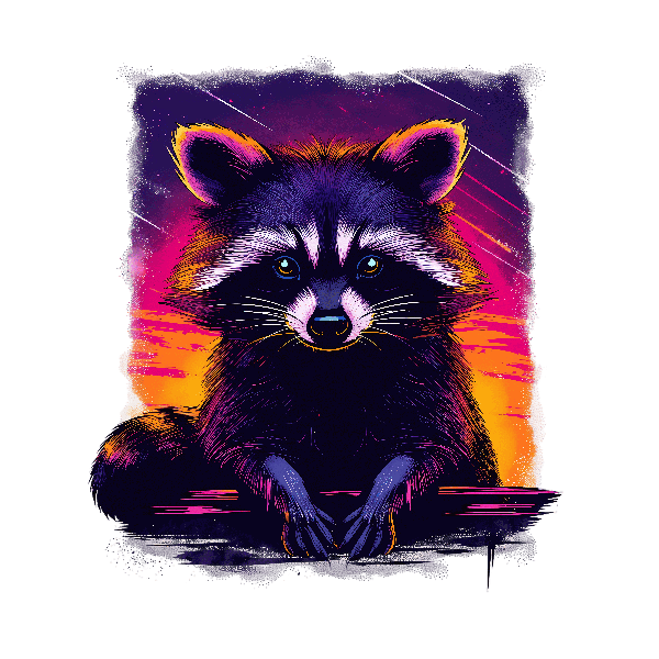 POD Design Vibrant Raccoon Art Print