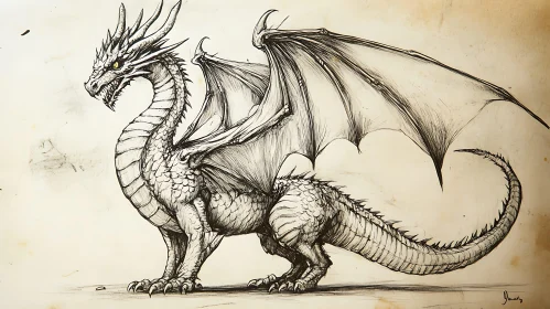 Detailed Dragon Drawing