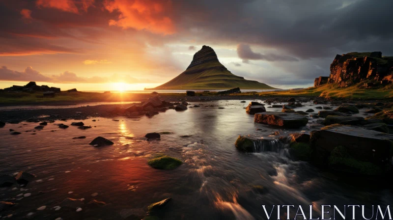 Breathtaking Icelandic Seascape at Sunset AI Image